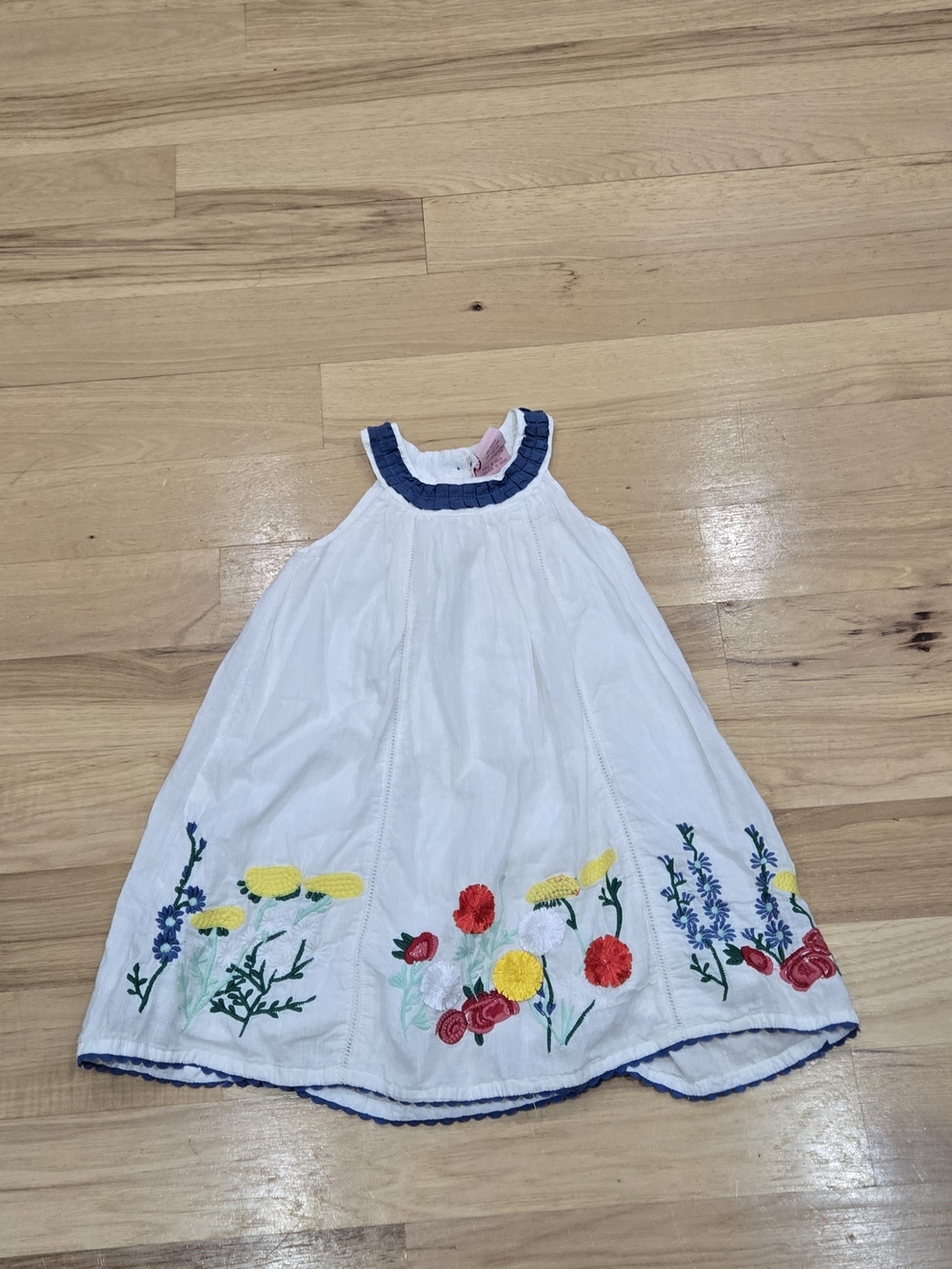Cutey Couture White Floral Embroidered Sundress for Girls
